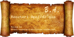 Beszteri Apollónia névjegykártya